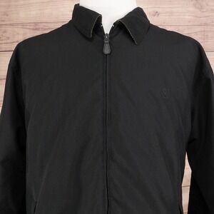 Chaps Jacket Mens L Black Bomber Lined Full Zip Collared Pockets
